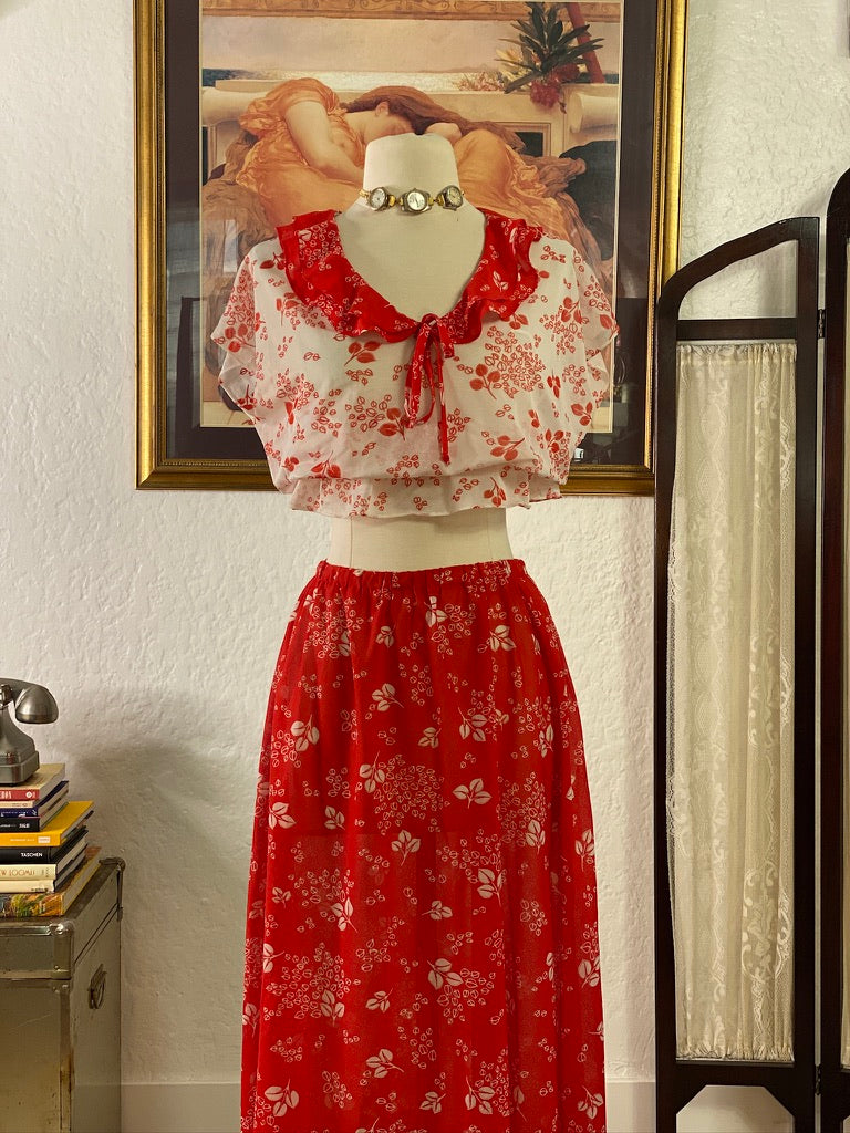 Romantic 60s Vintage Floral Matching Set