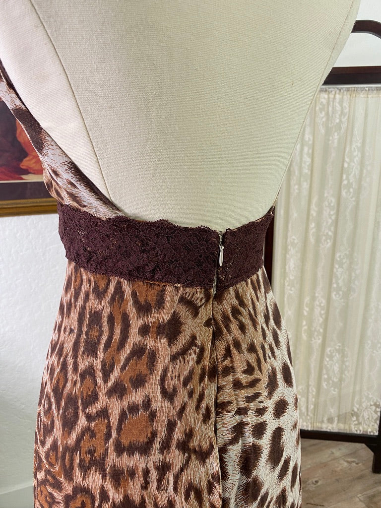 Betsey Johnson Y2K Cheetah Print Halter Dress