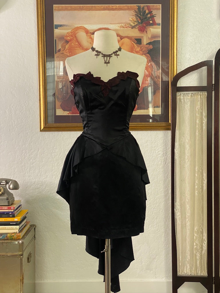 Black Satin Sweet Heart Cocktail Dress