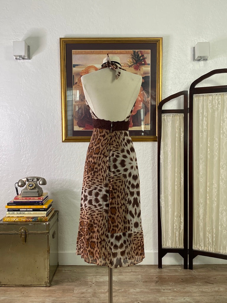 Betsey Johnson Y2K Cheetah Print Halter Dress