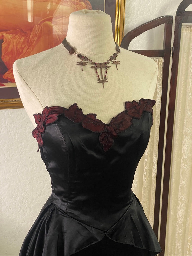 Black Satin Sweet Heart Cocktail Dress