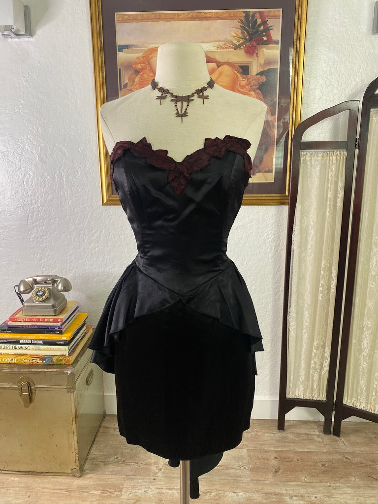 Black Satin Sweet Heart Cocktail Dress