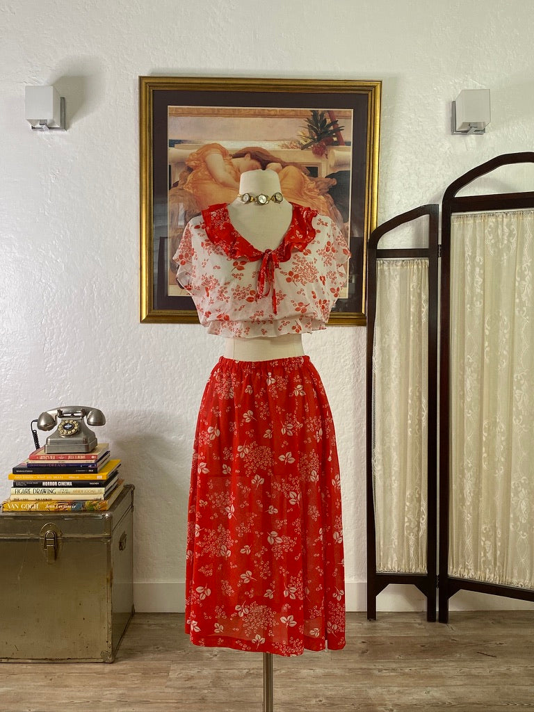 Romantic 60s Vintage Floral Matching Set